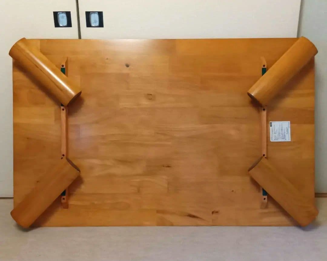 座卓120×75×高32cm折畳み　天然木ラッカー塗装ライトブラウン　使用2度