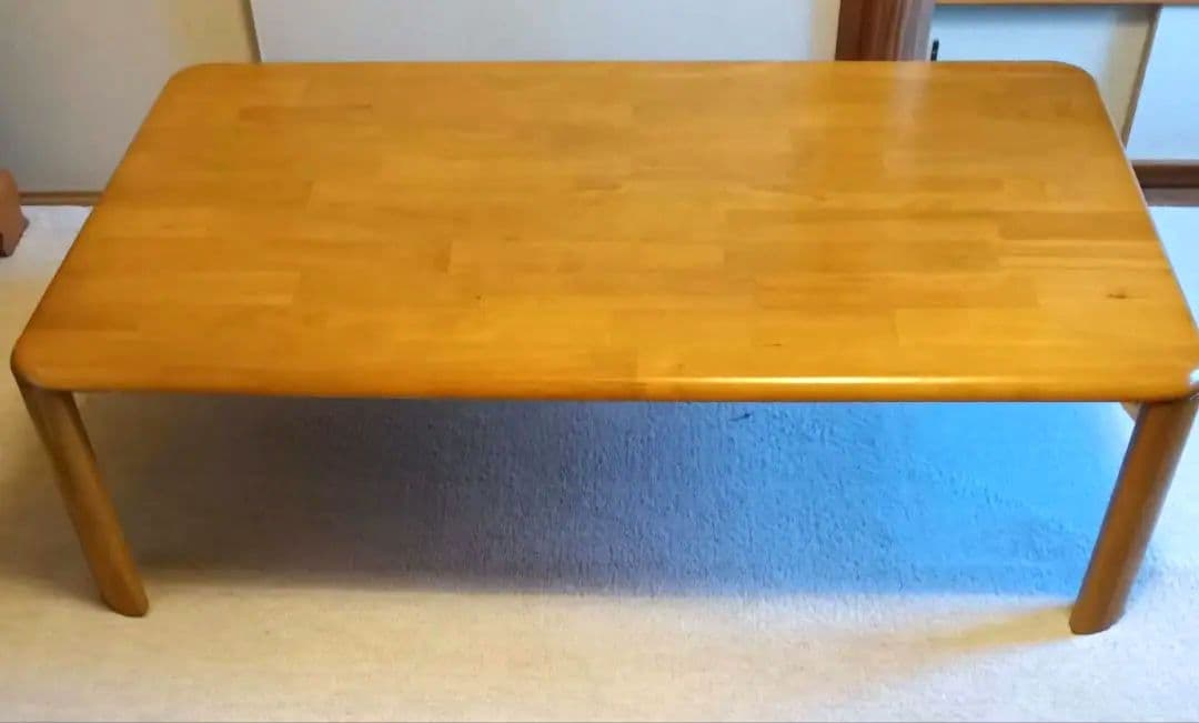 座卓120×75×高32cm折畳み　天然木ラッカー塗装ライトブラウン　使用2度