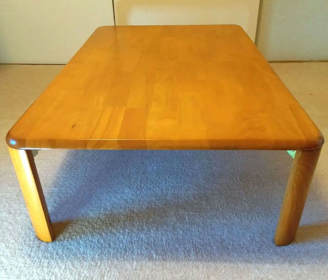 座卓120×75×高32cm折畳み　天然木ラッカー塗装ライトブラウン　使用2度