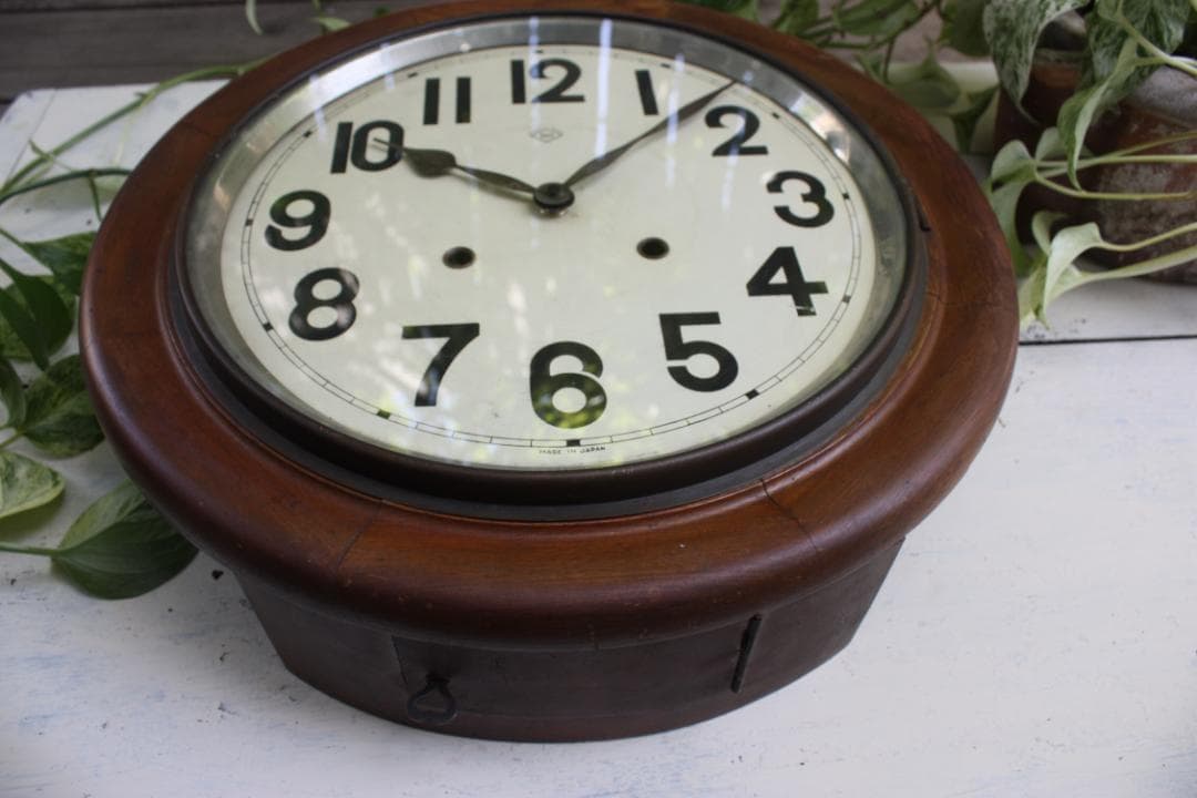 アンティーク ゆらゆらガラス 希少 丸型 電池式 スイープクオーツ改造 茶