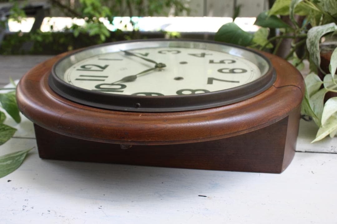 アンティーク ゆらゆらガラス 希少 丸型 電池式 スイープクオーツ改造 茶