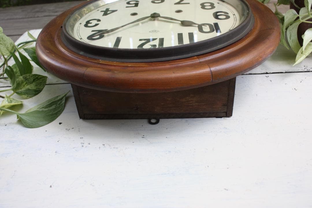 アンティーク ゆらゆらガラス 希少 丸型 電池式 スイープクオーツ改造 茶