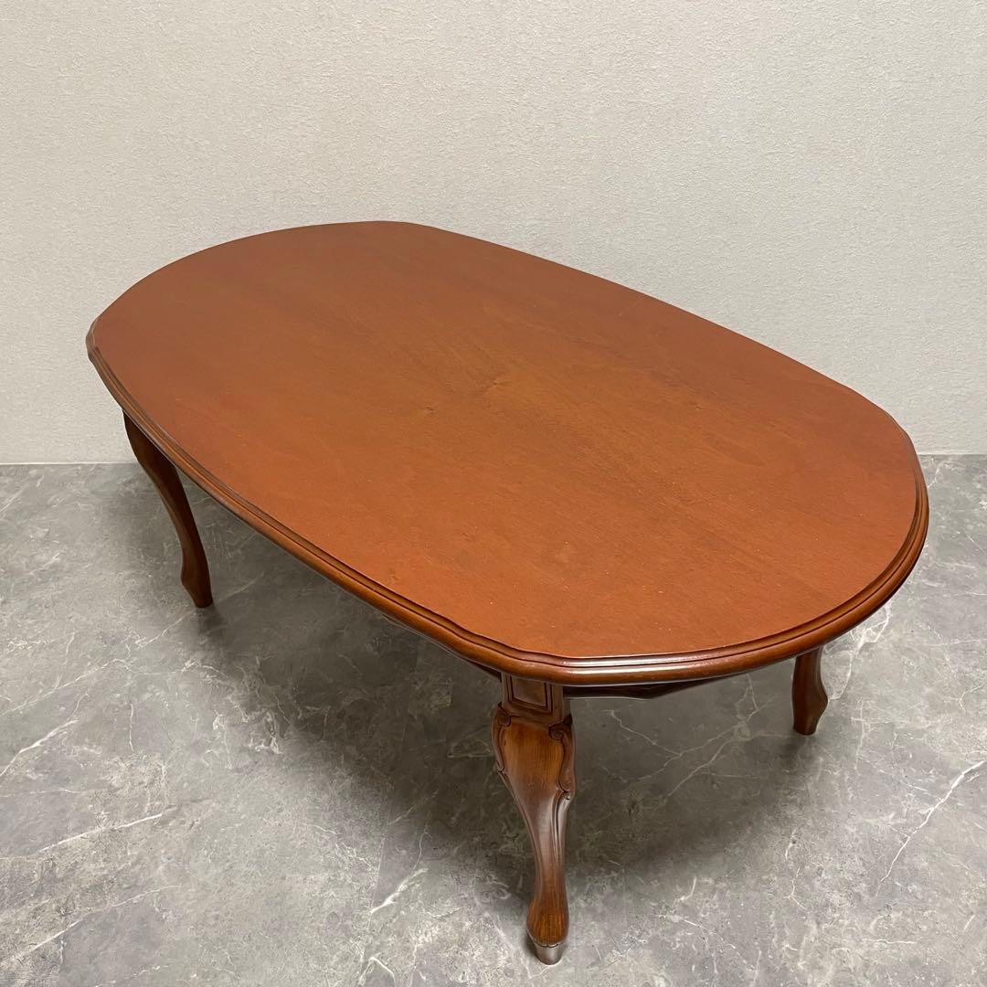 クラシカル　猫脚センターテーブル　 アンティークローテーブル オーバルテーブル