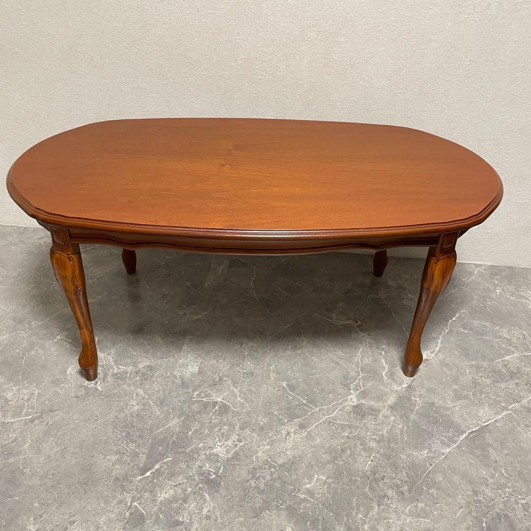 クラシカル　猫脚センターテーブル　 アンティークローテーブル オーバルテーブル