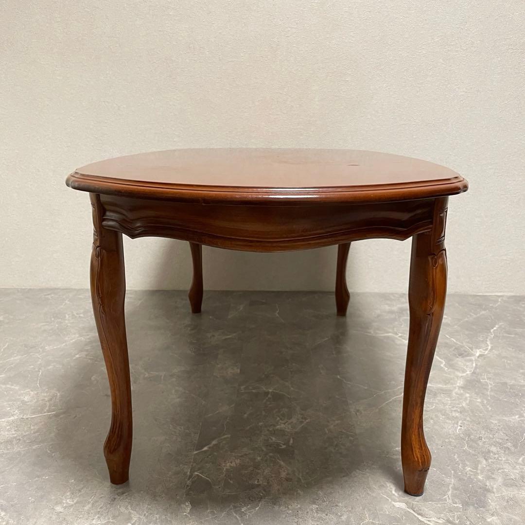 クラシカル　猫脚センターテーブル　 アンティークローテーブル オーバルテーブル