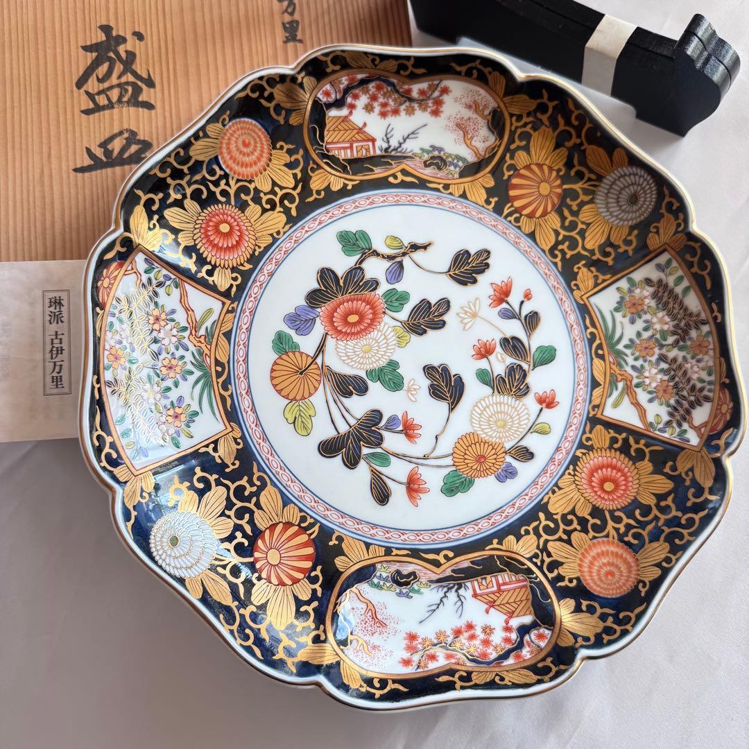 【共箱付き未使用】有田焼 其泉窯琳派　古伊万里様式　大皿1枚　飾り皿　豪華絢爛