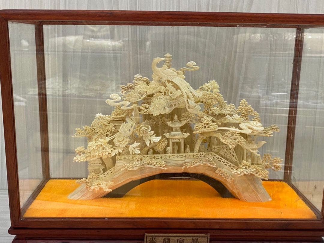 天然マンモス牙美しい手作り彫刻満園春色置物