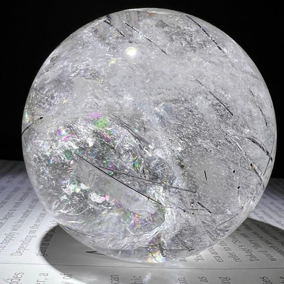 ✳️超凄玉✨ルチルとキラキラのレインボー✨虹入り ルチルインクォーツ 丸玉 天然石