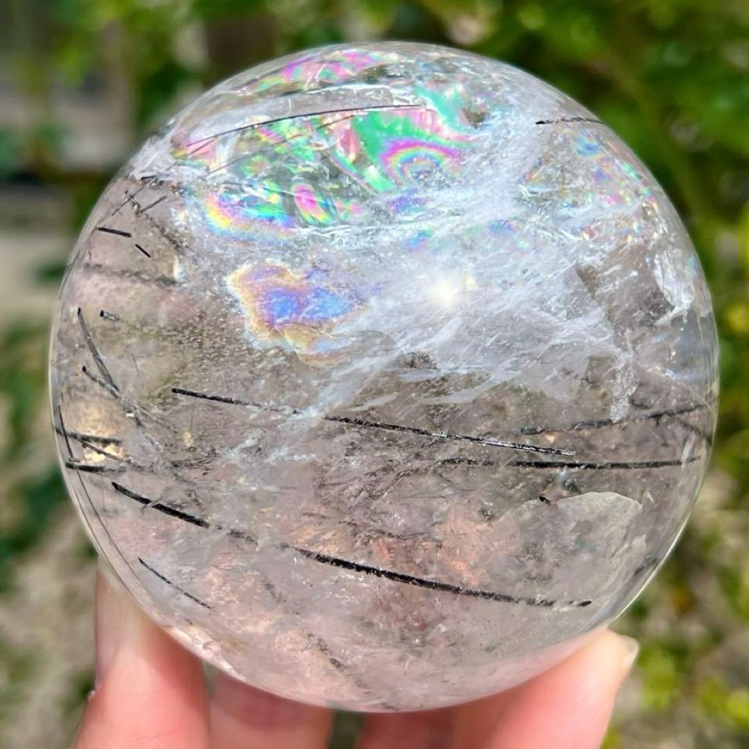 ✳️超凄玉✨ルチルとキラキラのレインボー✨虹入り ルチルインクォーツ 丸玉 天然石