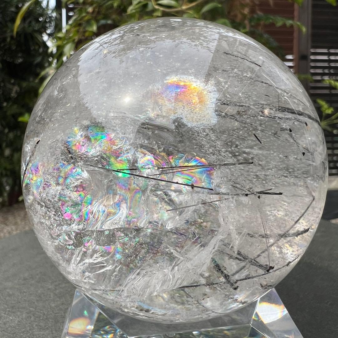 ✳️超凄玉✨ルチルとキラキラのレインボー✨虹入り ルチルインクォーツ 丸玉 天然石