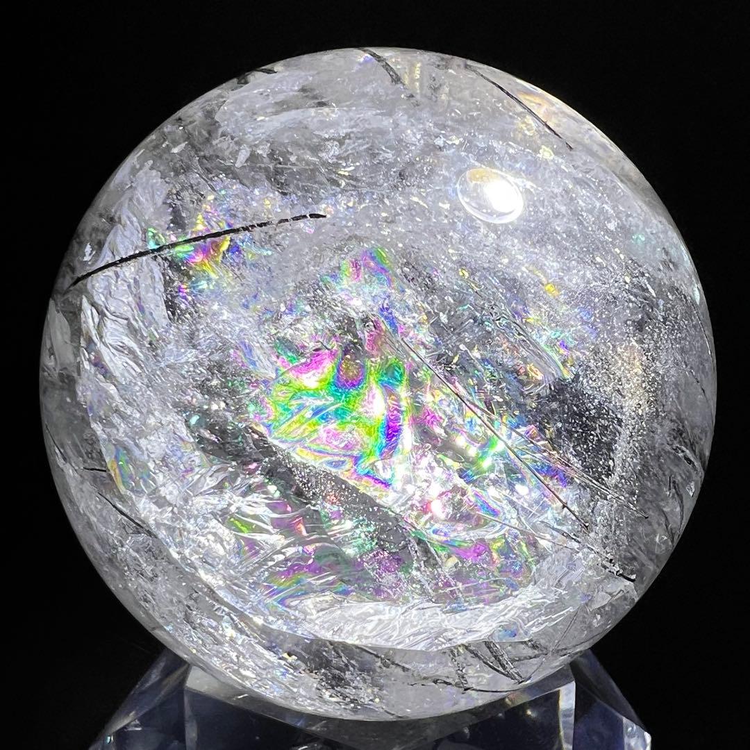 ✳️超凄玉✨ルチルとキラキラのレインボー✨虹入り ルチルインクォーツ 丸玉 天然石