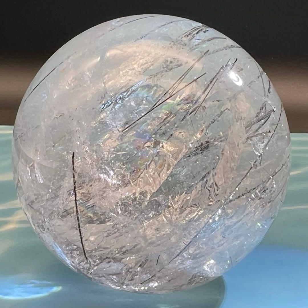 ✳️超凄玉✨ルチルとキラキラのレインボー✨虹入り ルチルインクォーツ 丸玉 天然石