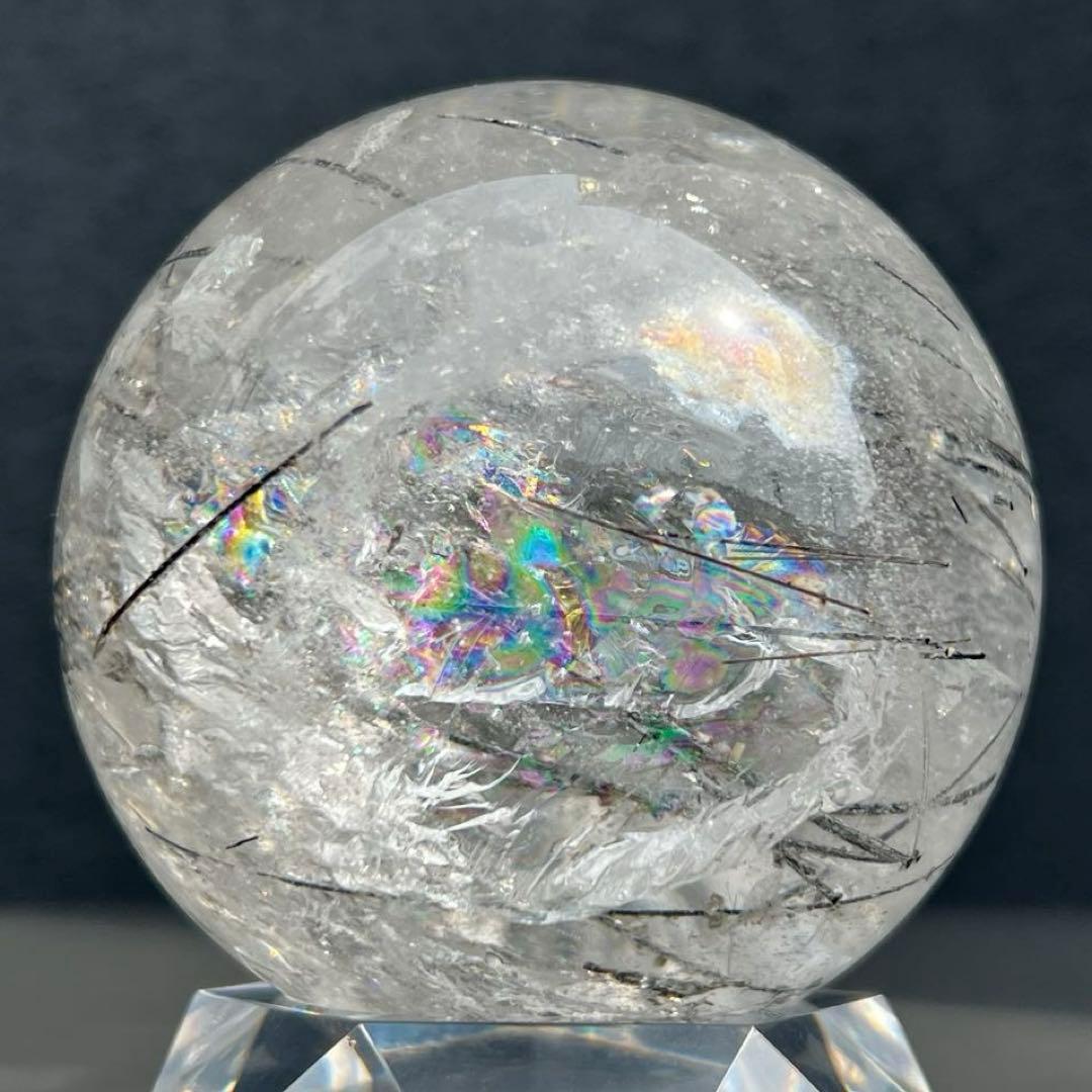 ✳️超凄玉✨ルチルとキラキラのレインボー✨虹入り ルチルインクォーツ 丸玉 天然石