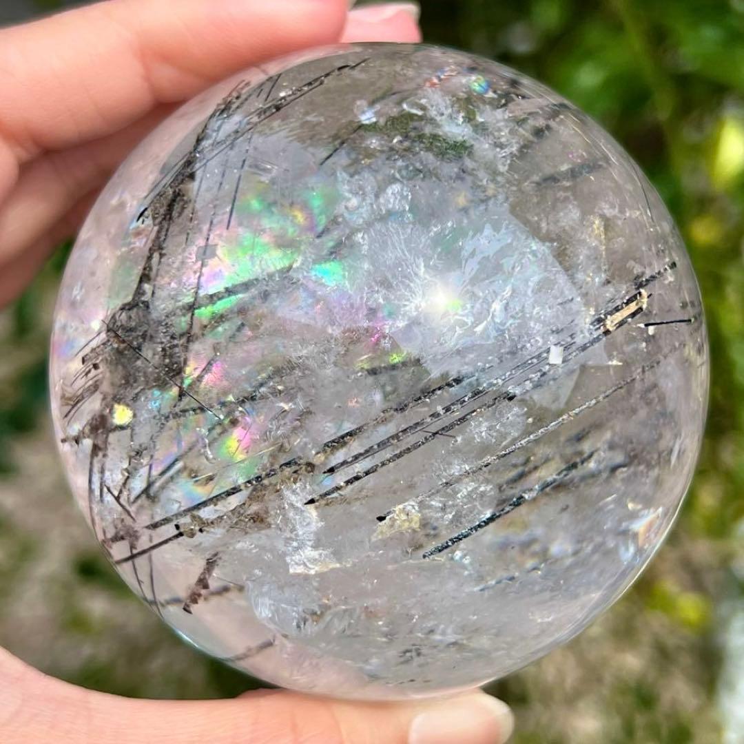✳️超凄玉✨ルチルとキラキラのレインボー✨虹入り ルチルインクォーツ 丸玉 天然石