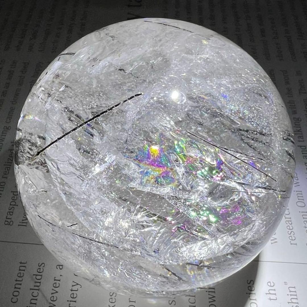 ✳️超凄玉✨ルチルとキラキラのレインボー✨虹入り ルチルインクォーツ 丸玉 天然石