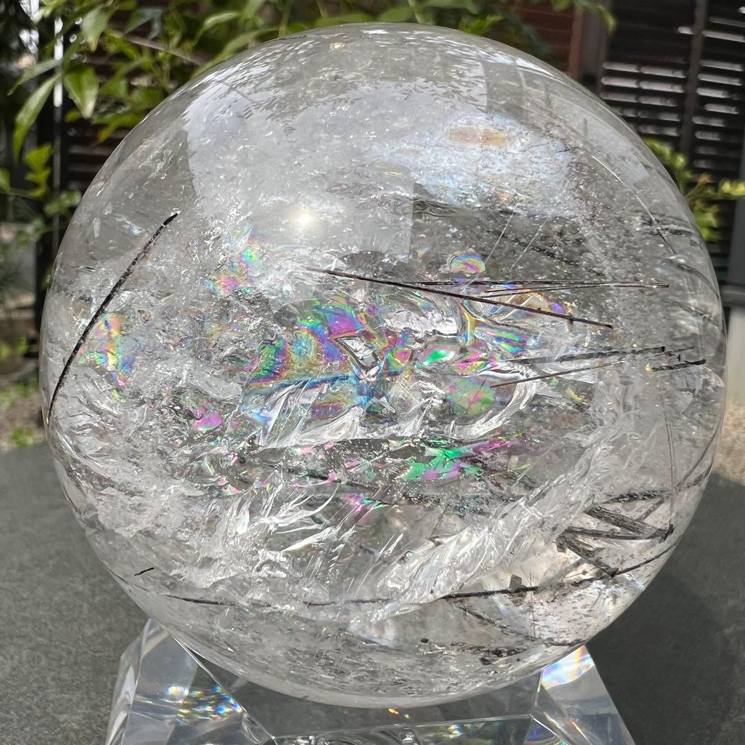 ✳️超凄玉✨ルチルとキラキラのレインボー✨虹入り ルチルインクォーツ 丸玉 天然石