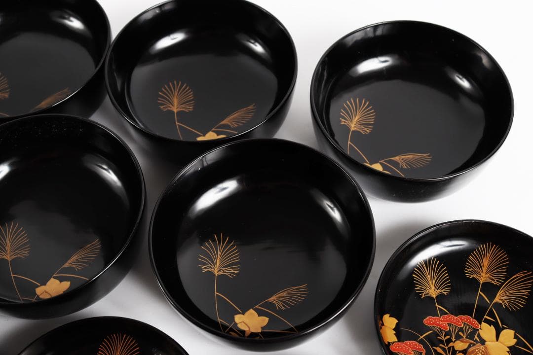 木製漆器 花蝶蒔絵 吸物椀 五客 漆芸④