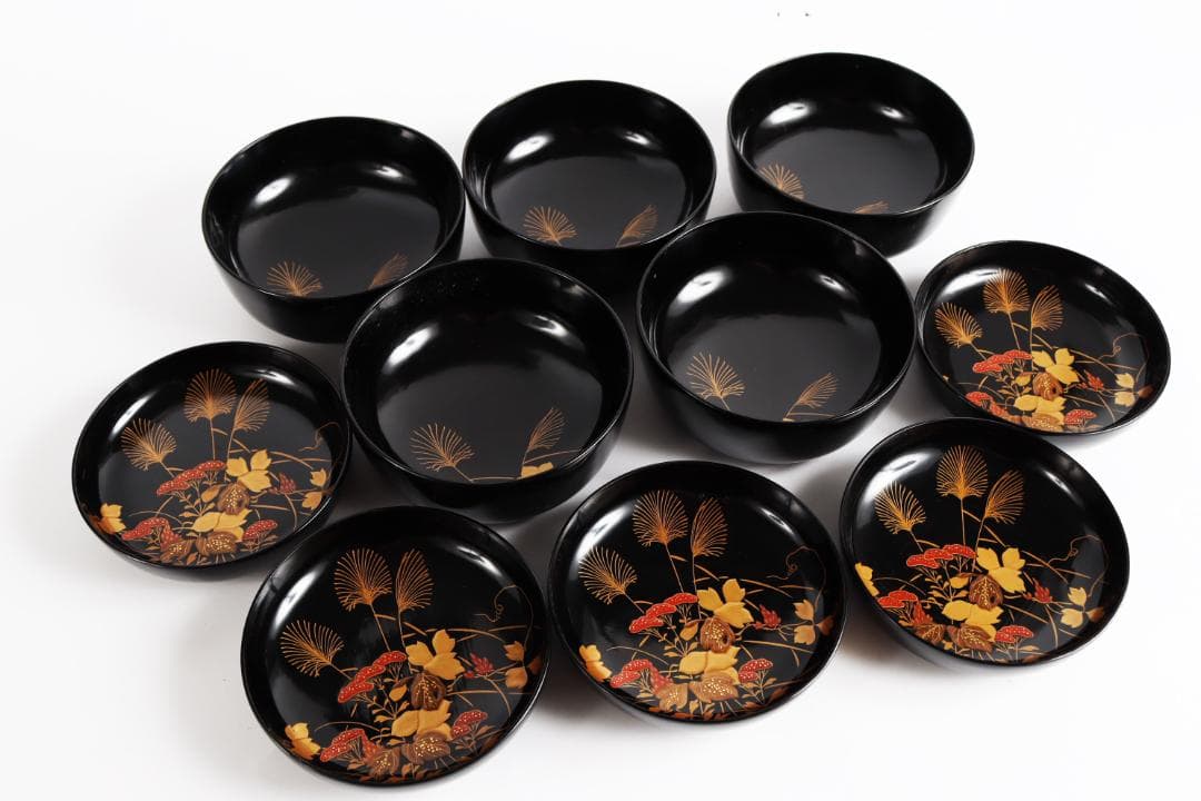 木製漆器 花蝶蒔絵 吸物椀 五客 漆芸④