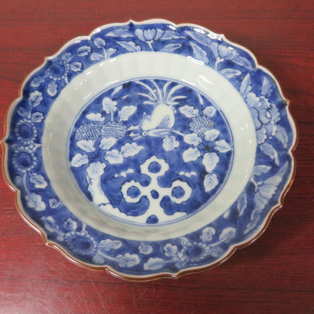 中皿 4枚 鳥 花 染付 古伊万里 上手物 明治 - メルカリ