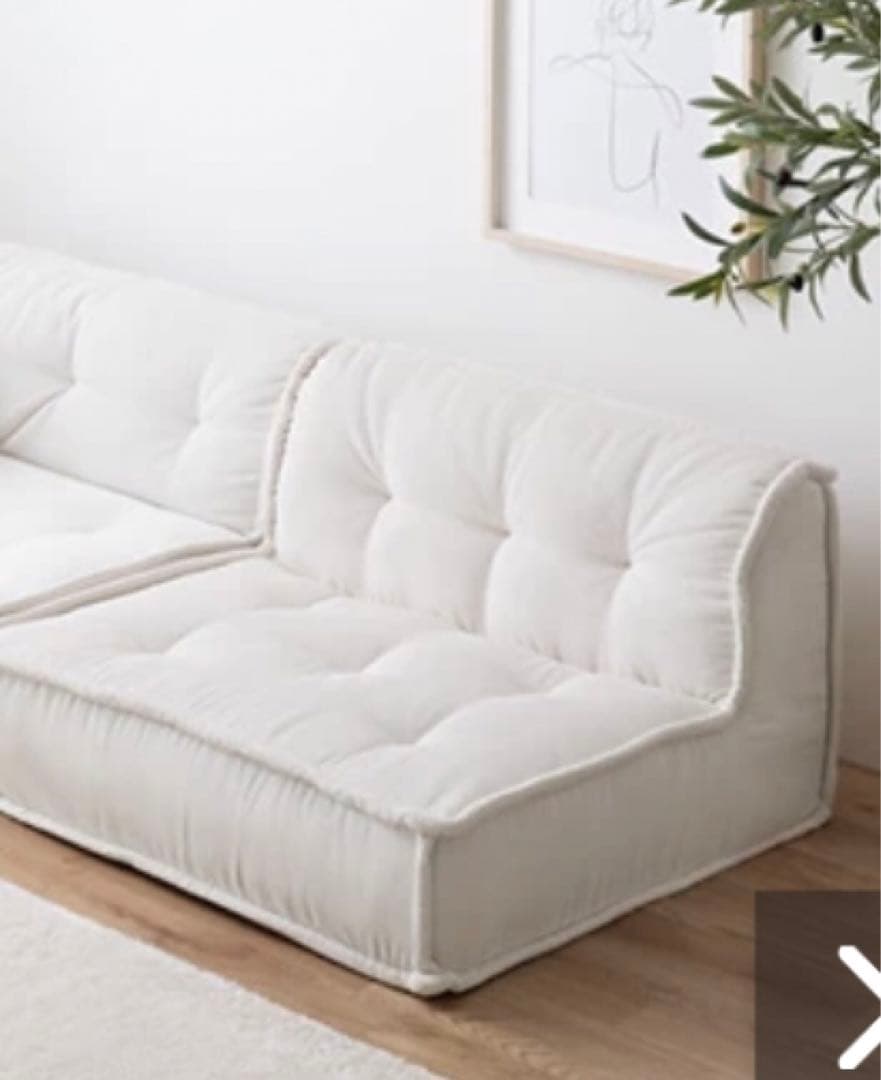 【新品】アイボリー　1人掛け+コーナーフロアソファ（背もたれ部分のみです）