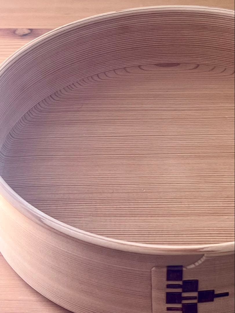 柴田慶信商店　秋田杉　曲げわっぱ　 無塗装　白木　飯切 おひつ　ハ寸　二段重