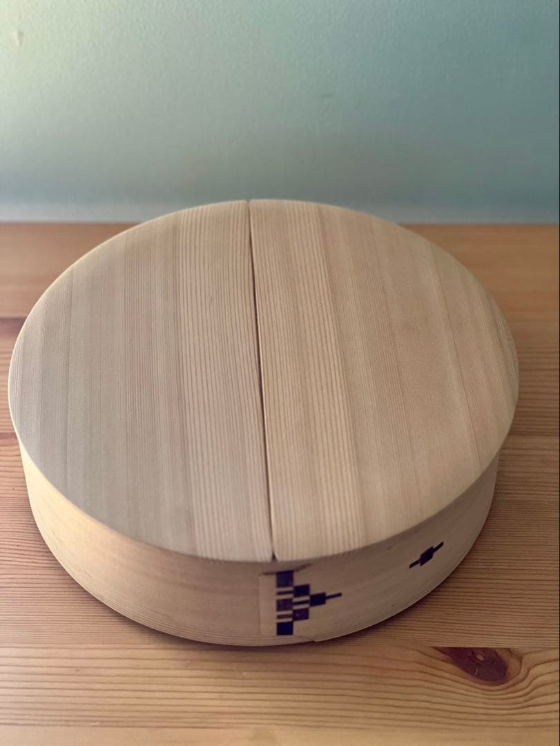 柴田慶信商店　秋田杉　曲げわっぱ　 無塗装　白木　飯切 おひつ　ハ寸　二段重