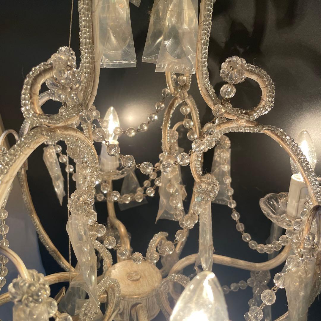 新品未使用　シャンデリア　アンティーク　ヴィンテージ　ゴールド　ホワイト