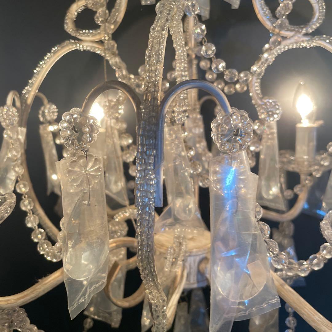 新品未使用　シャンデリア　アンティーク　ヴィンテージ　ゴールド　ホワイト