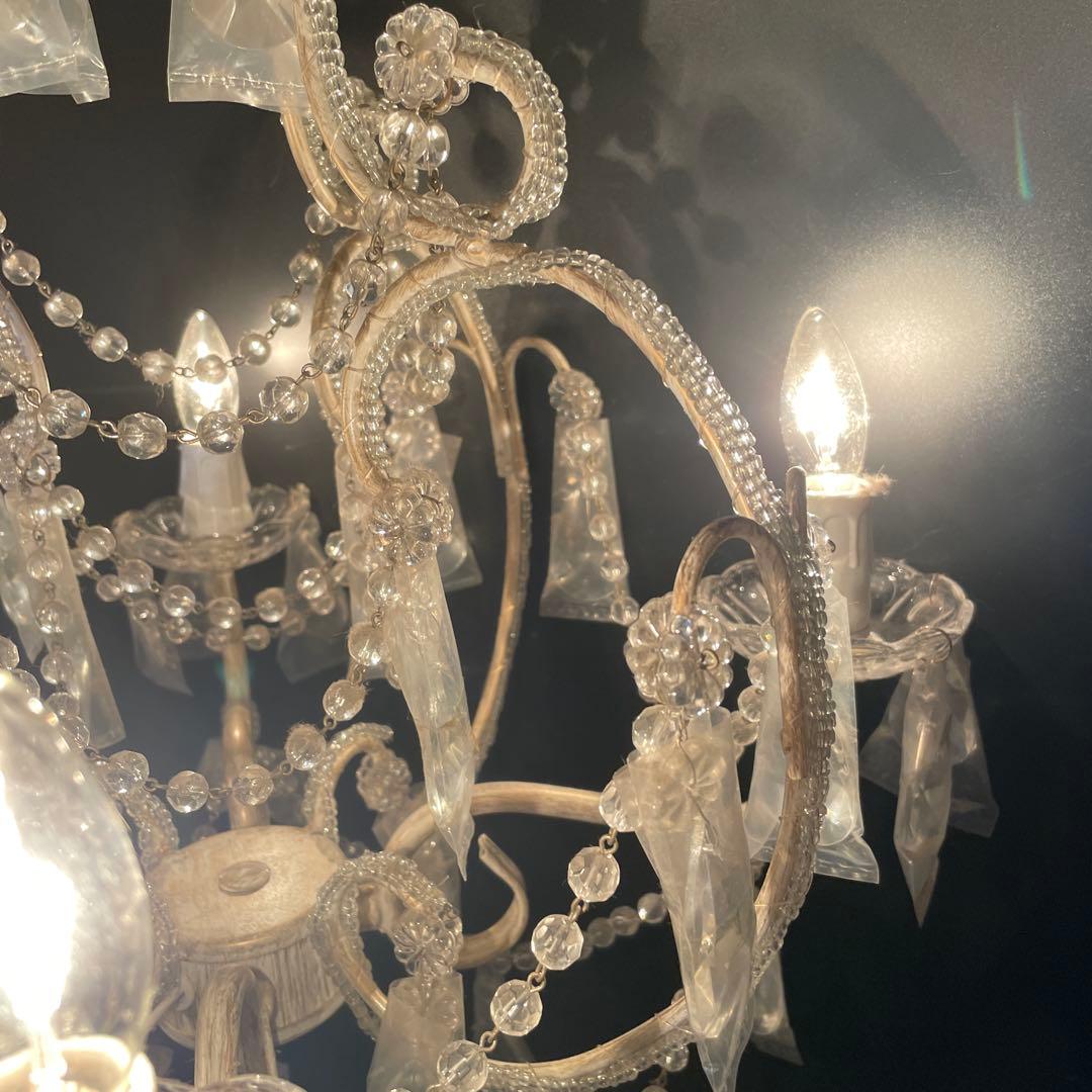 新品未使用　シャンデリア　アンティーク　ヴィンテージ　ゴールド　ホワイト