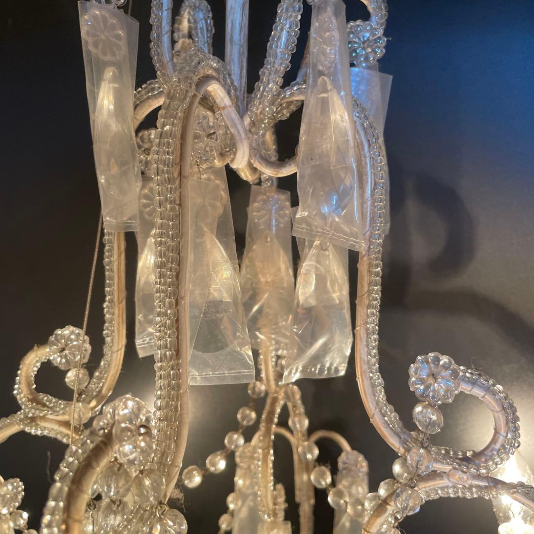 新品未使用　シャンデリア　アンティーク　ヴィンテージ　ゴールド　ホワイト