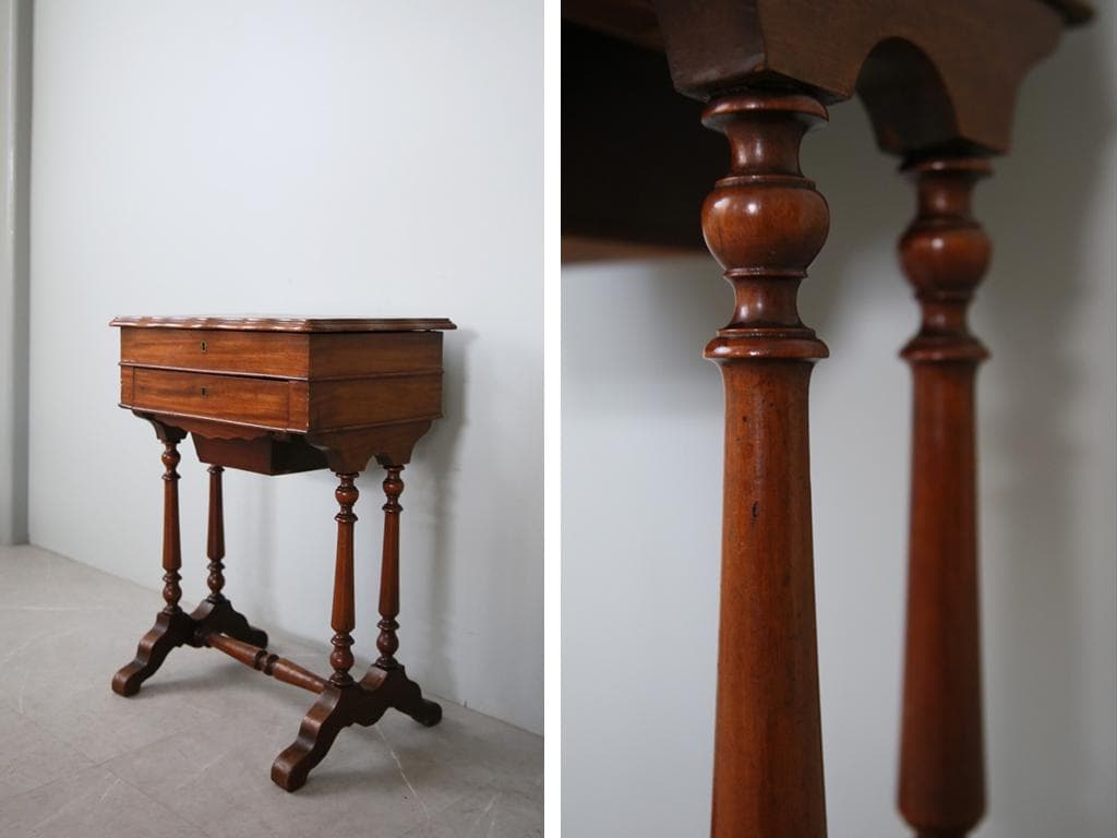 フランスアンティーク木製ドレッサー/テーブル/化粧机デスク/飾り棚(91-238