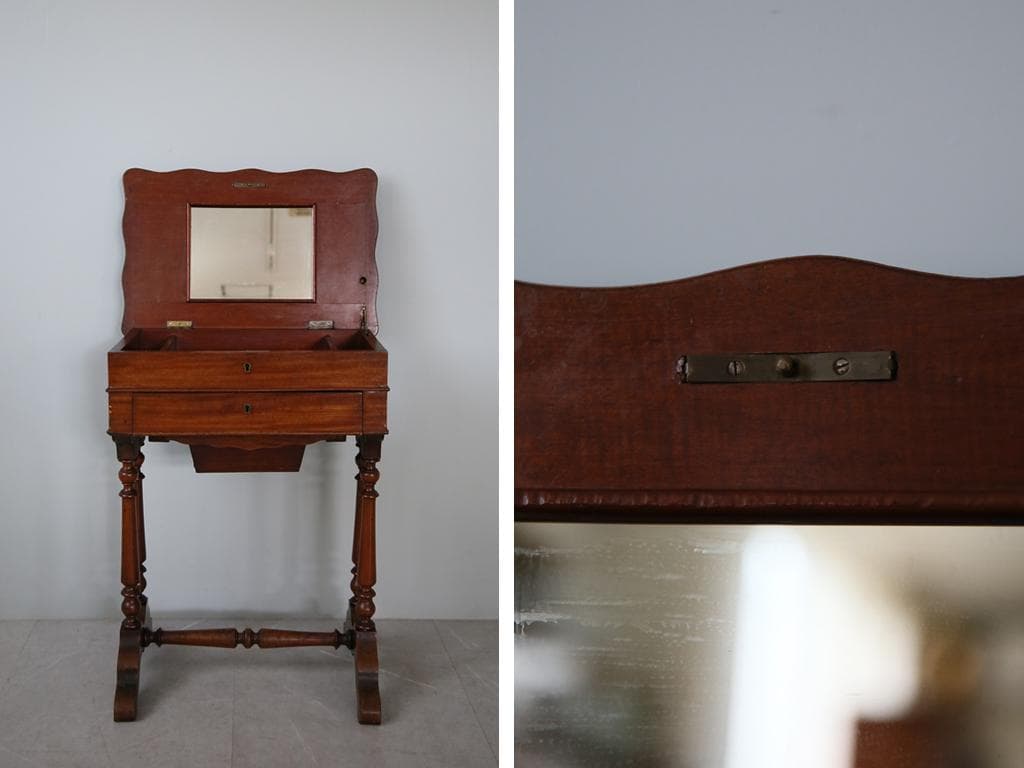 フランスアンティーク木製ドレッサー/テーブル/化粧机デスク/飾り棚(91-238