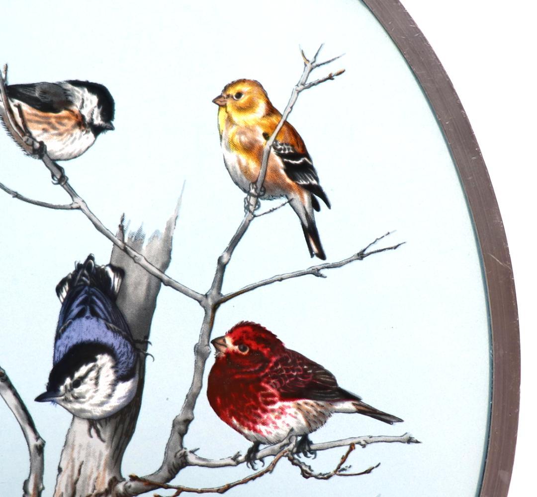 冬の七羽の鳥たち ヴィンテージ ステンドグラス アル・アグニュー 絵画