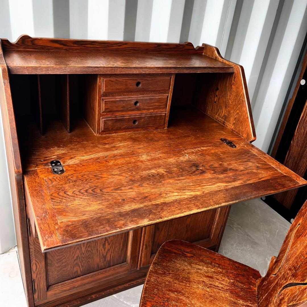 取付無料！三越ブルージュ おしゃれアンティーク 天然木ライティングデスク&チェア