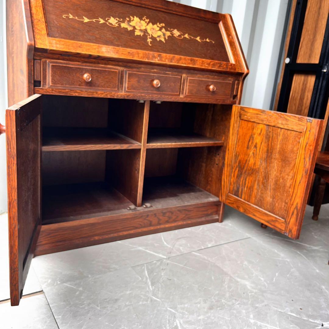 取付無料！三越ブルージュ おしゃれアンティーク 天然木ライティングデスク&チェア