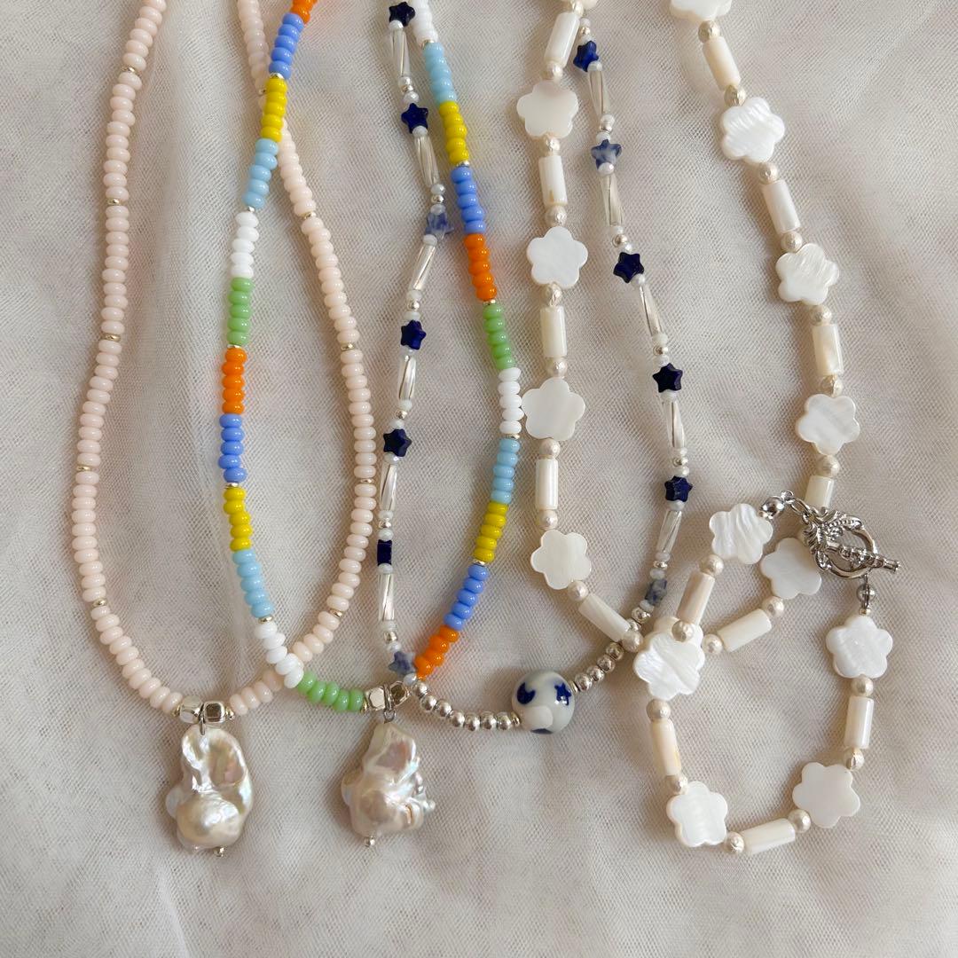 no.404／a'moureveビーズネックレス　ハンドメイド