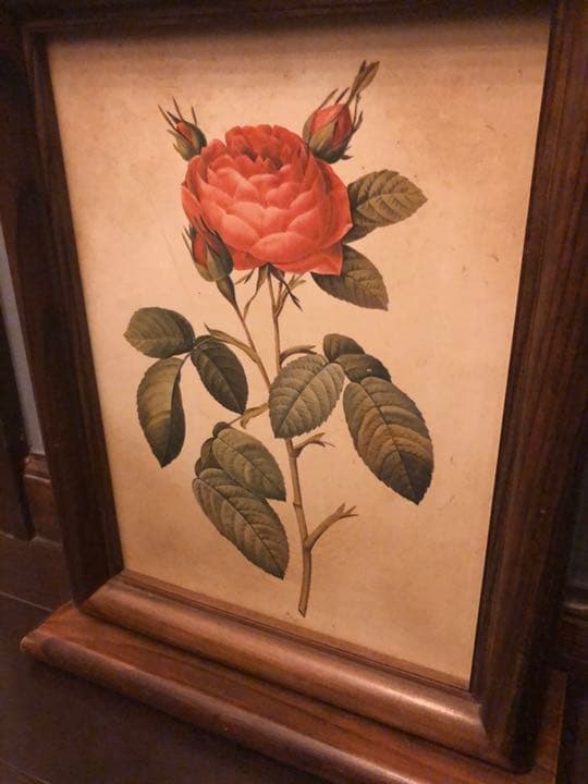 アンティーク鍵掛け　薔薇の絵