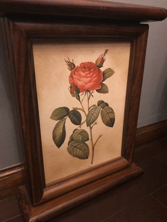 アンティーク鍵掛け　薔薇の絵