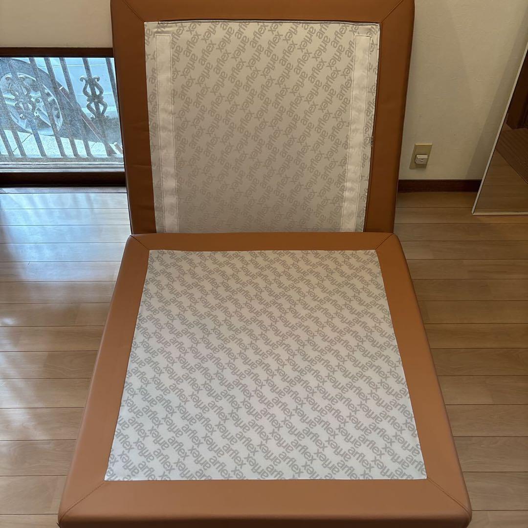 超美品ALFLEX SONAブラウンレザー スクエアオットマンモデルルーム展示品