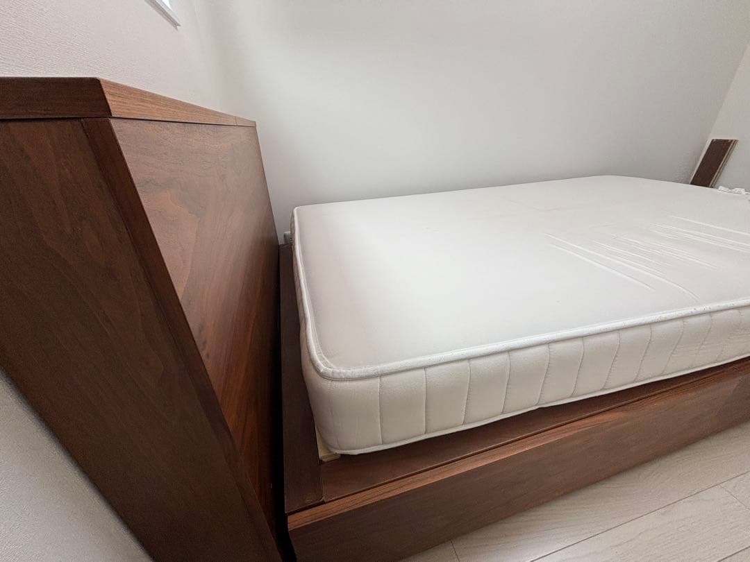 【無印良品】収納ベッド セミダブル ウォールナット　廃盤　ヘッドボード付　送料込