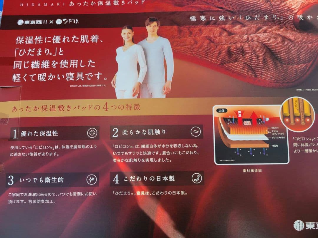 東京西川✕ひだまり　あったか保温敷きパッド　SDサイズ