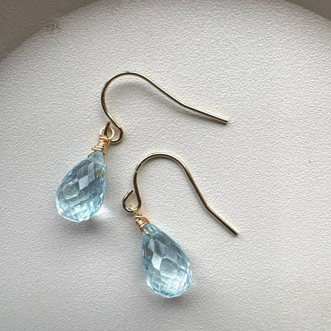 《ポメころび様》ブルートパーズ&モスアゲート＆チャロアイト＊フープイヤリング