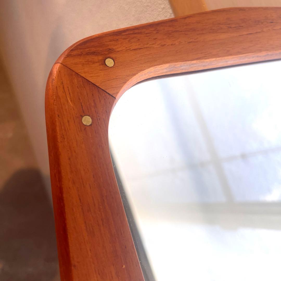 デンマーク製　チーク材ミラー　壁掛け/立掛け　北欧ビンテージ家具