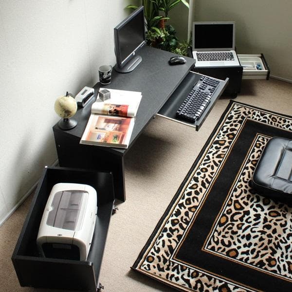 【新品・送料無料】ロータイプデスク3点セットスライドテーブル 90cm幅