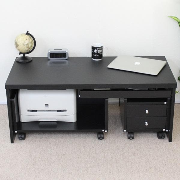 【新品・送料無料】ロータイプデスク3点セットスライドテーブル 90cm幅