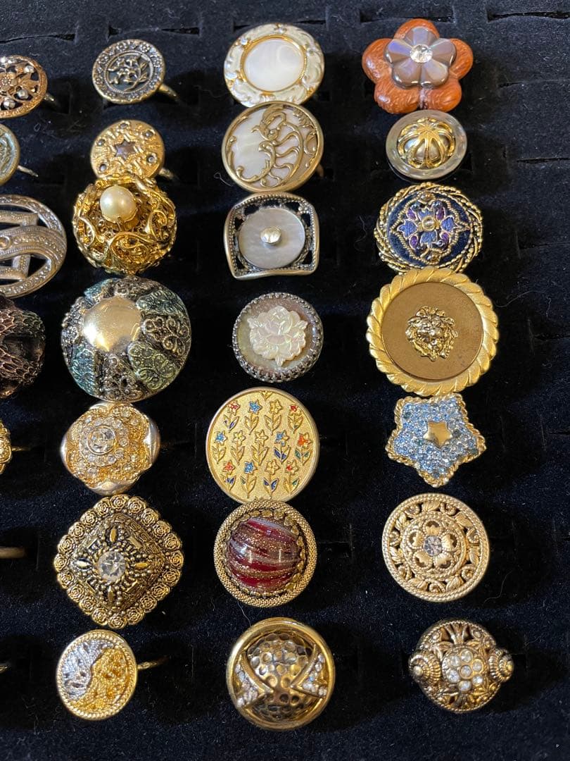 アンティークボタン ボタン リング ガラス 西ドイツ カットスチール