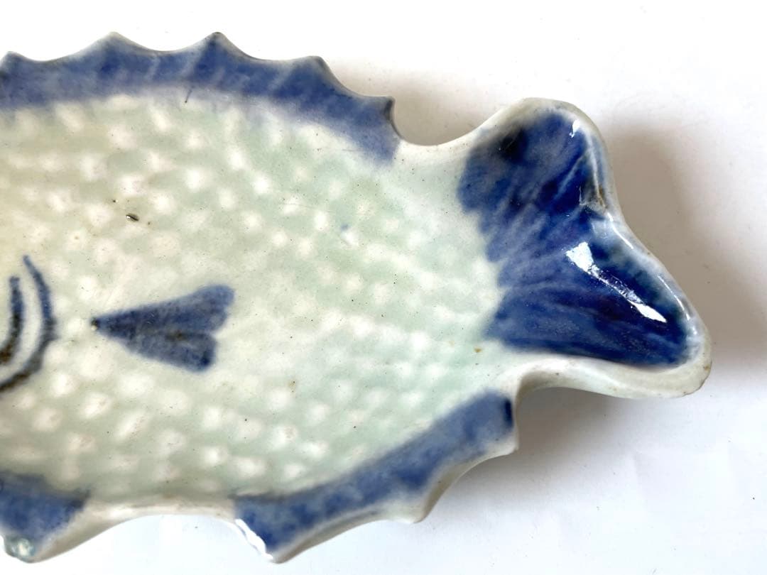 骨董 アンティーク 古伊万里 染付 魚形 変形皿 豆皿 魚皿 箸置き