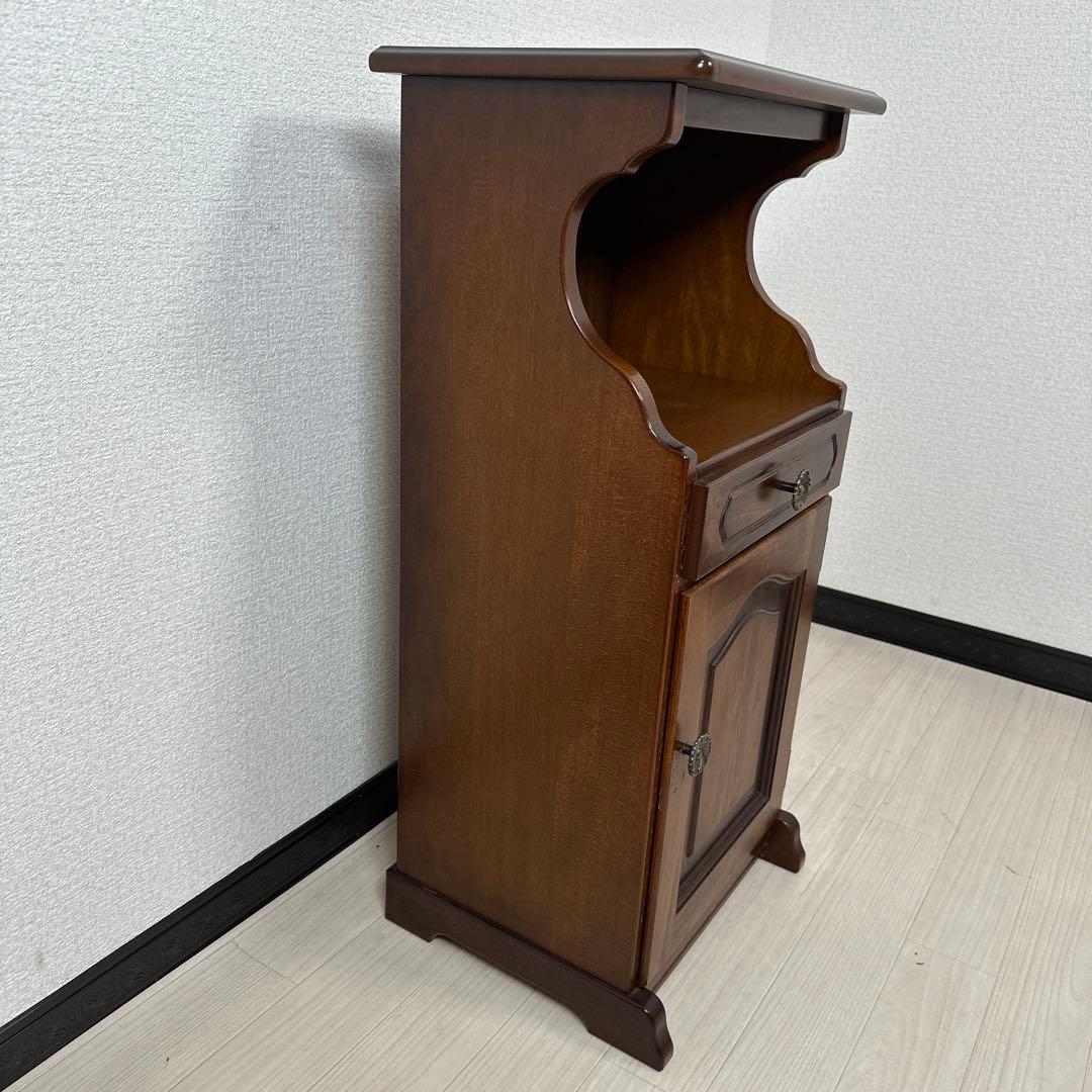 美品 カリモク コロニアル 電話台 FAX台 飾り棚 花台 キャビネット※i4※
