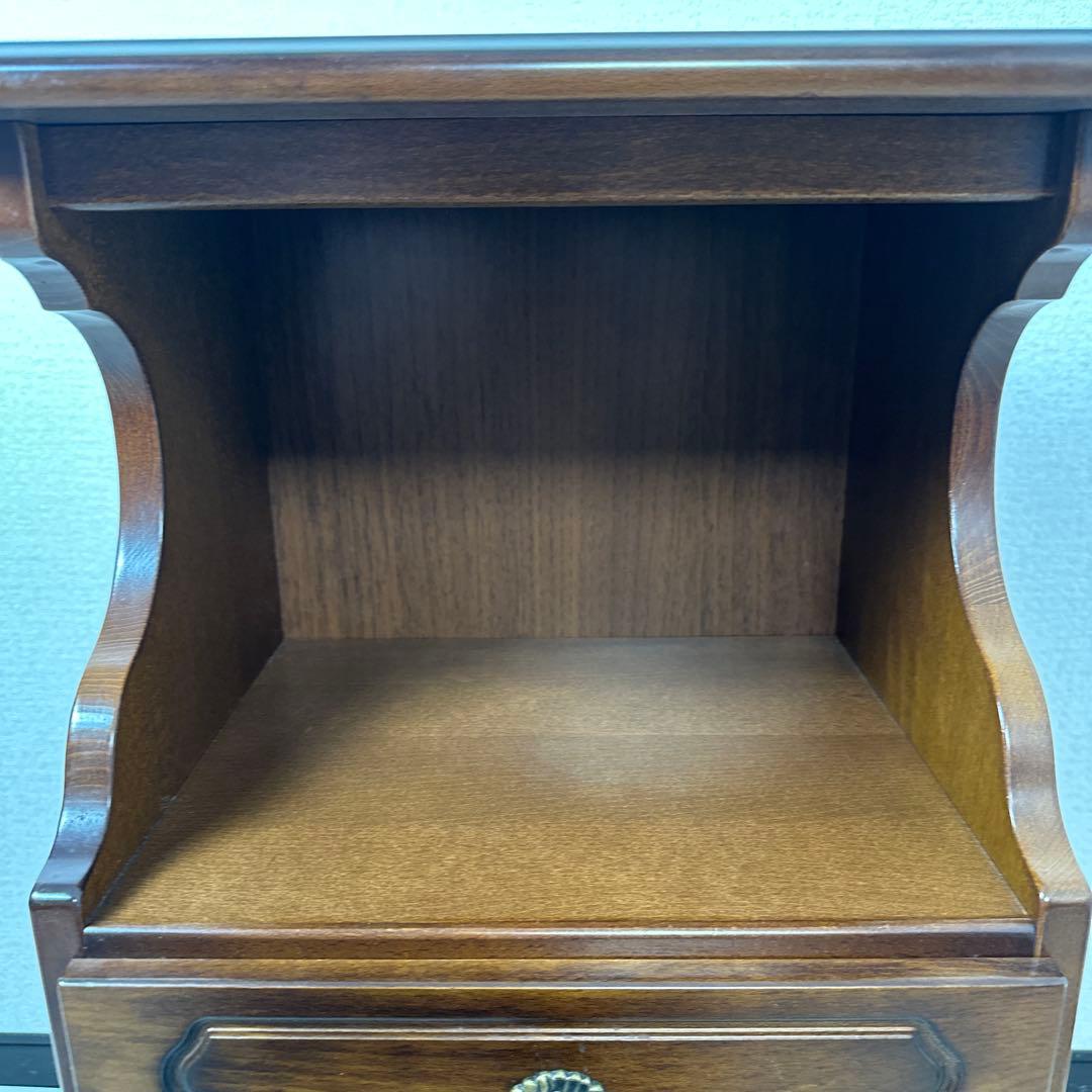 美品 カリモク コロニアル 電話台 FAX台 飾り棚 花台 キャビネット※i4※