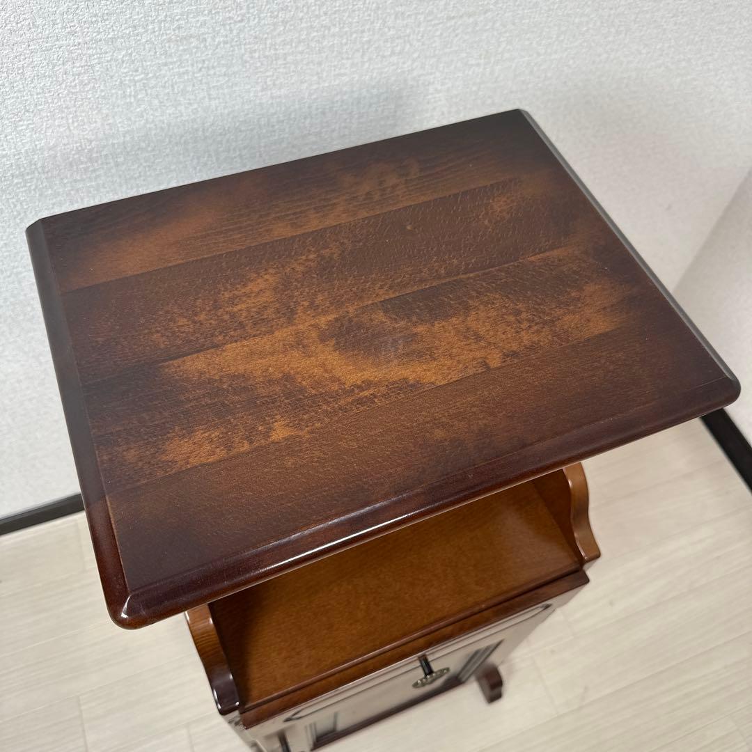 美品 カリモク コロニアル 電話台 FAX台 飾り棚 花台 キャビネット※i4※